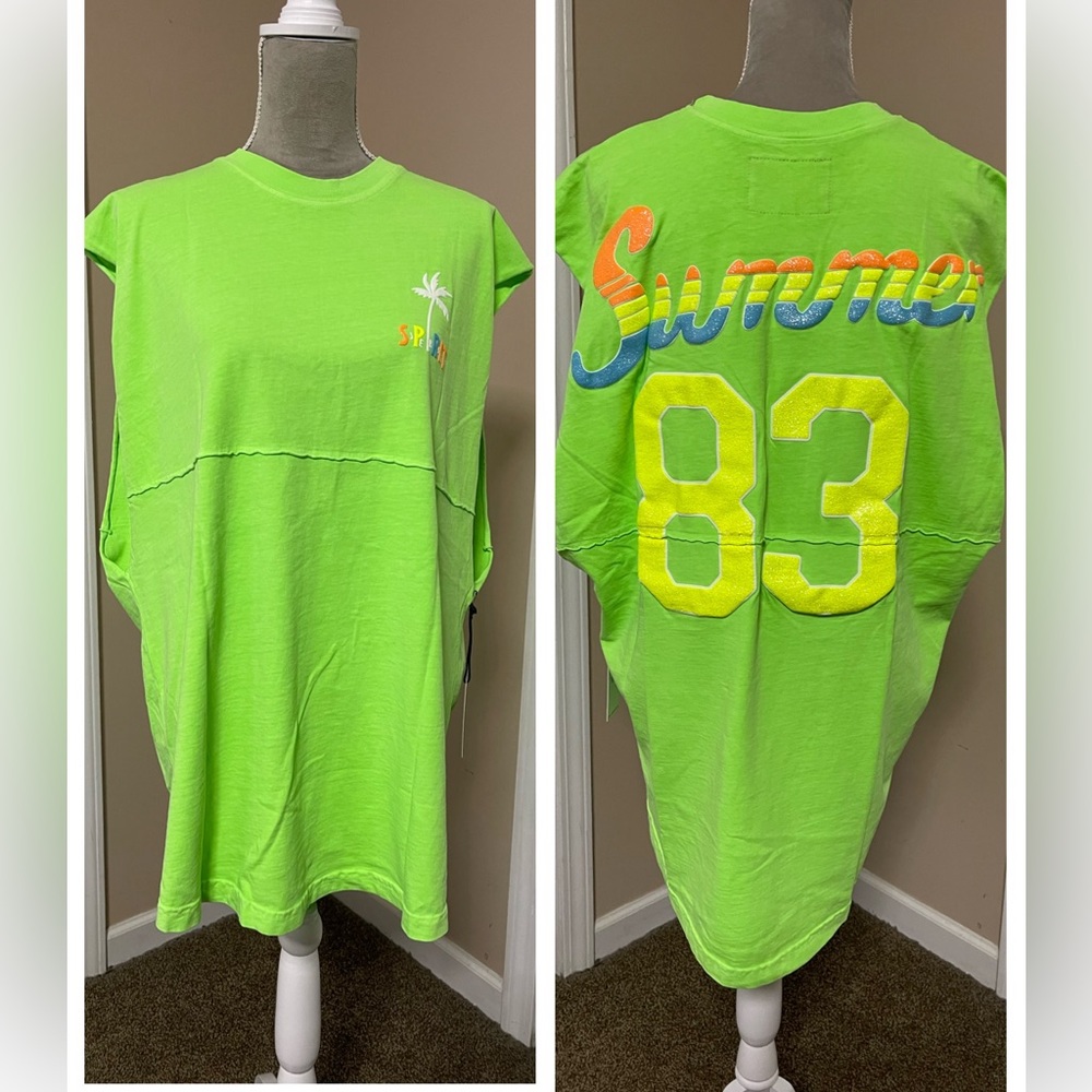 New women’s spirit jersey fluorescent green oversized Tank Size Large